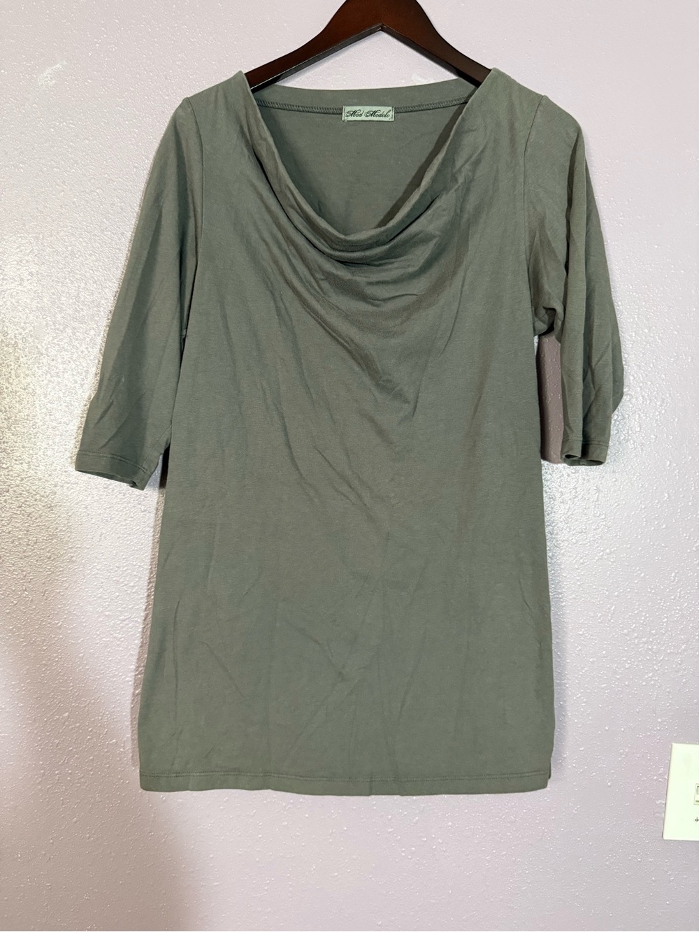 Petite Sophisticate grey Cowl Neck Top